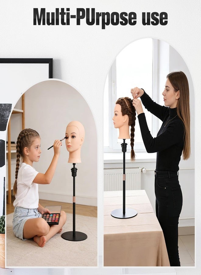TopDirect Reinforced Mannequin Head Stand,20 Inch Adjustable Wig Stand Holder Braiding Rack Disc Stand，Hair Extensions Wig Head Stand Suitable for Beauty Schools,Barber Training,DIY Styling Design - Image 2